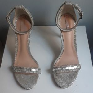 ALDO silver ankle strap heel